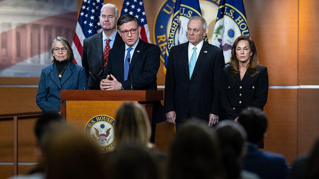 House Speaker Mike Johnson of Louisiana holds a news conference at the U.S. Capitol in Washington, D.C., on Dec. 16, 2025. 