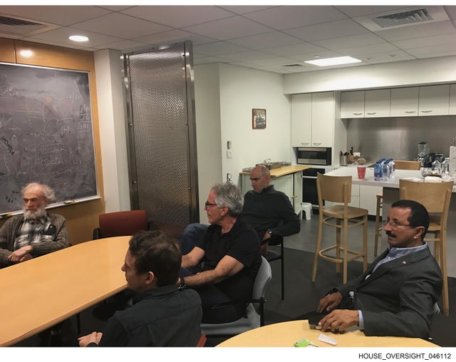 A photo of a gathering including Jeffrey Epstein as released by House Democrats.