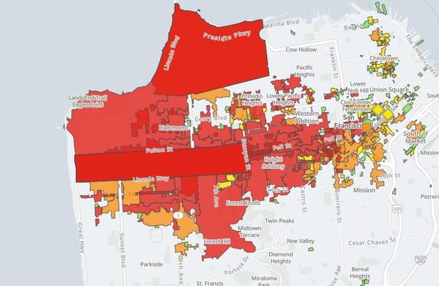 Power outage map of San Francisco 