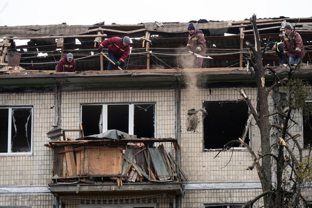 Aftermath of Russian drone attack in Kyiv 