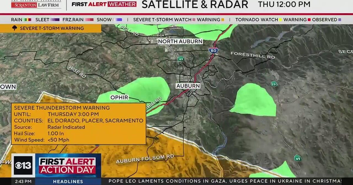 Severe Thunderstorm Warning issued for parts of Folsom, Rancho Cordova and El Dorado Hills