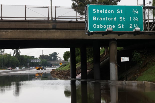 Heavy rains fall due to an atmospheric river near Los Angeles 