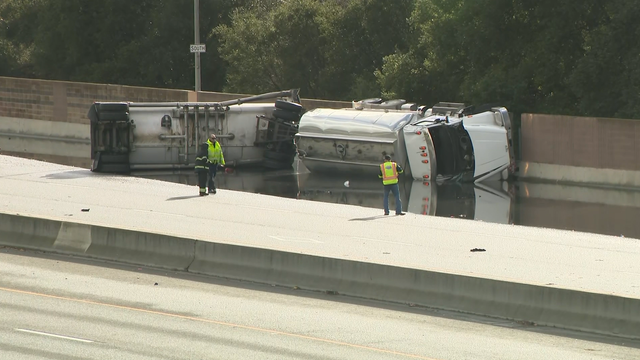 San Jose Highway 101 overturned tanker 