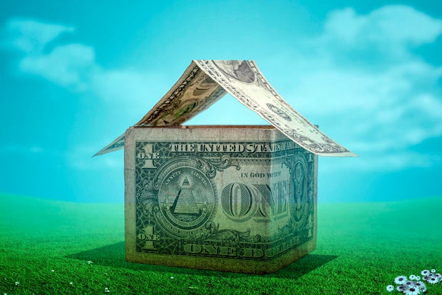 Money house in grass 