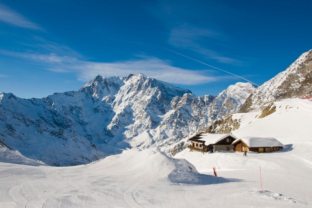 Snow on mountain in winter, Italy's Monte Moro 