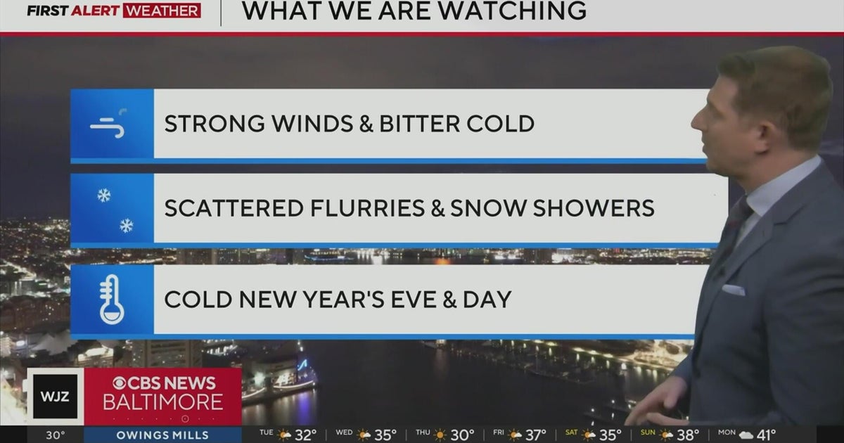 Strong winds and bitter cold across Maryland Tuesday