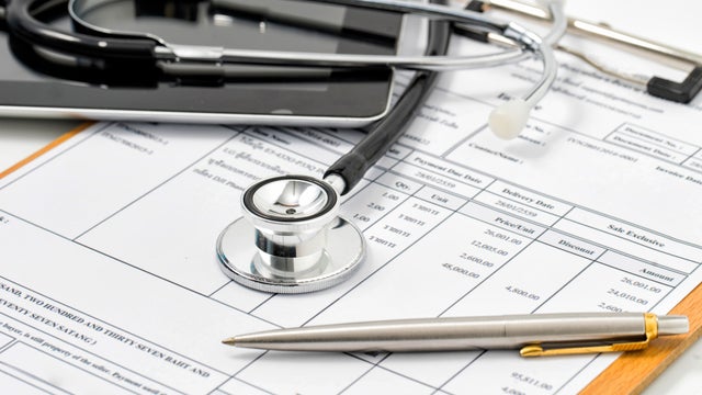 Medical document, stethoscope 