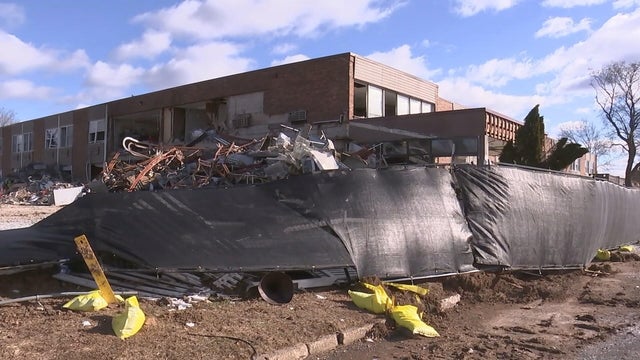 A pile of rubble is seen days after the explosion 