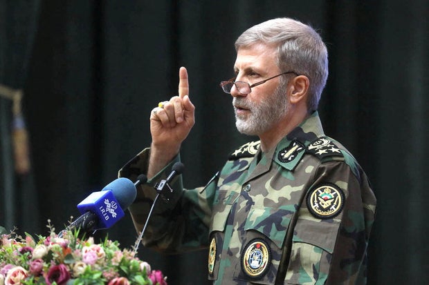 Commander-in-Chief of the Iranian Army, Amir Hatami speaks during a meeting with students of the military academy in Tehran 