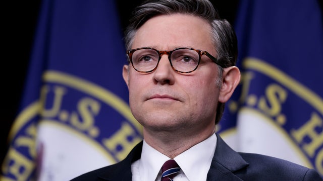Speaker of the House Mike Johnson looks on during a weekly press conference at the U.S. Capitol on Jan. 7, 2025 in Washington, DC. 