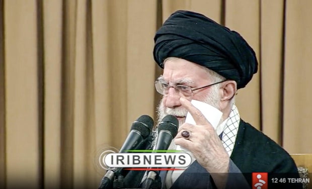Iranian leader Ali Khamenei addresses the public