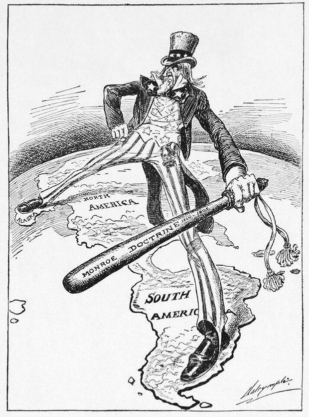 Uncle Sam with a Big Stick Political Cartoon by Louis Dalrymple 