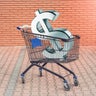 Dollar sign in shopping cart 