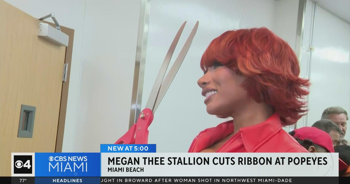 Megan Thee Stallion cuts ribbon at opening ceremony for Miami Beach Popeyes