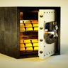 3d photo realistic vivid image of safe with golden bars 