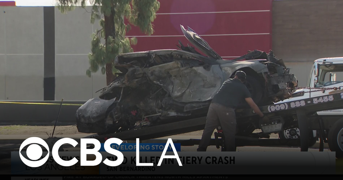 Fiery San Bernardino crash leaves 2 dead, 1 injured - CBS Los Angeles