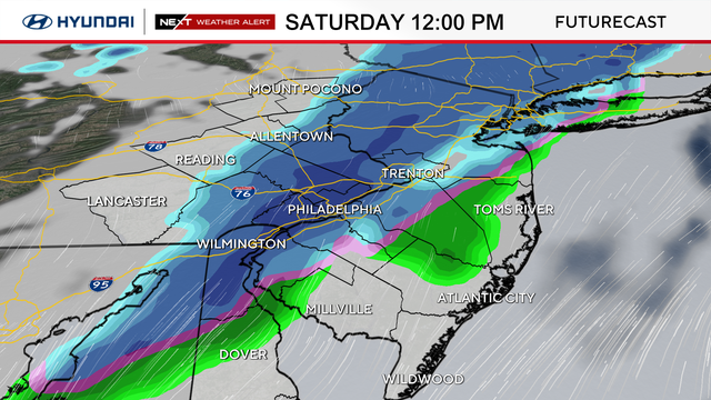 Snow showers, bitter cold air arrives Saturday in the Philadelphia region 