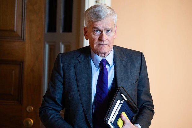 Sen. Bill Cassidy leaves the Republican Senate luncheon in the U.S. Capitol on Jan. 13, 2026. 