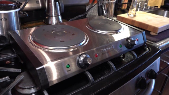 Hot plate on stove 