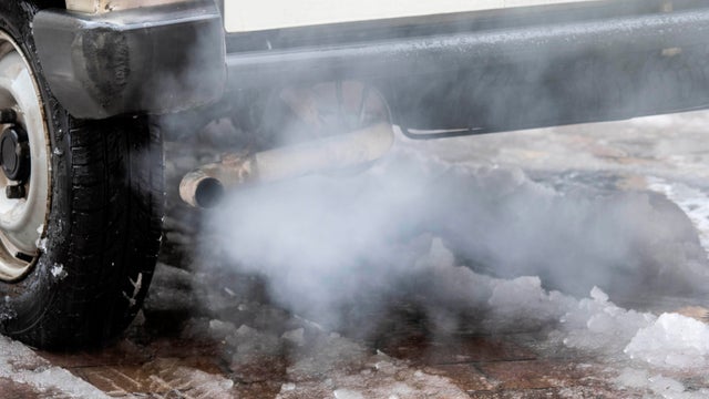 Close-Up of car exhaust pipe, car with diesel engine. 