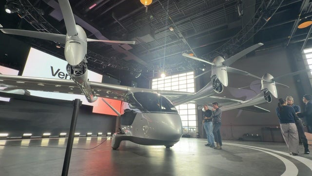 Vertical Aerospace's Valo electric air taxi on display in New York City on Jan. 23, 2025. 
