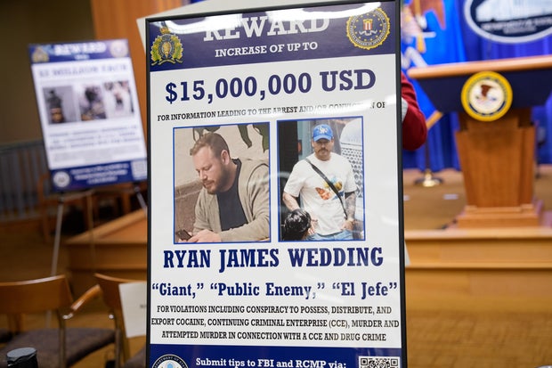 A reward poster for the arrest of Ryan James Wedding 