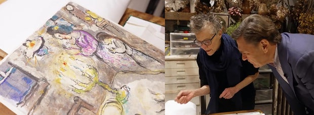 bella-meyer-and-lee-cowan-examine-a-marc-chagall-drawing.jpg 