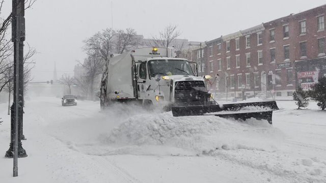 Snow plow on Spring Garden Street 