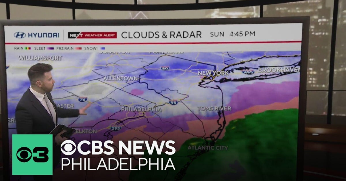 When will Sunday's winter storm end in Philadelphia region?