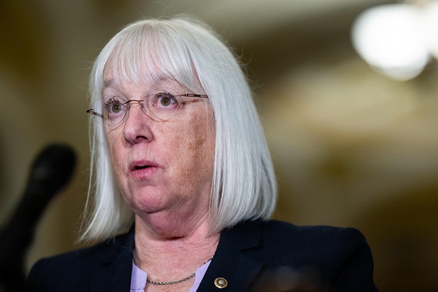 Sen. Patty Murray, a Washington Democrat, during a news conference at the U.S. Capitol in Washington, D.C., on Oct. 21, 2025. 