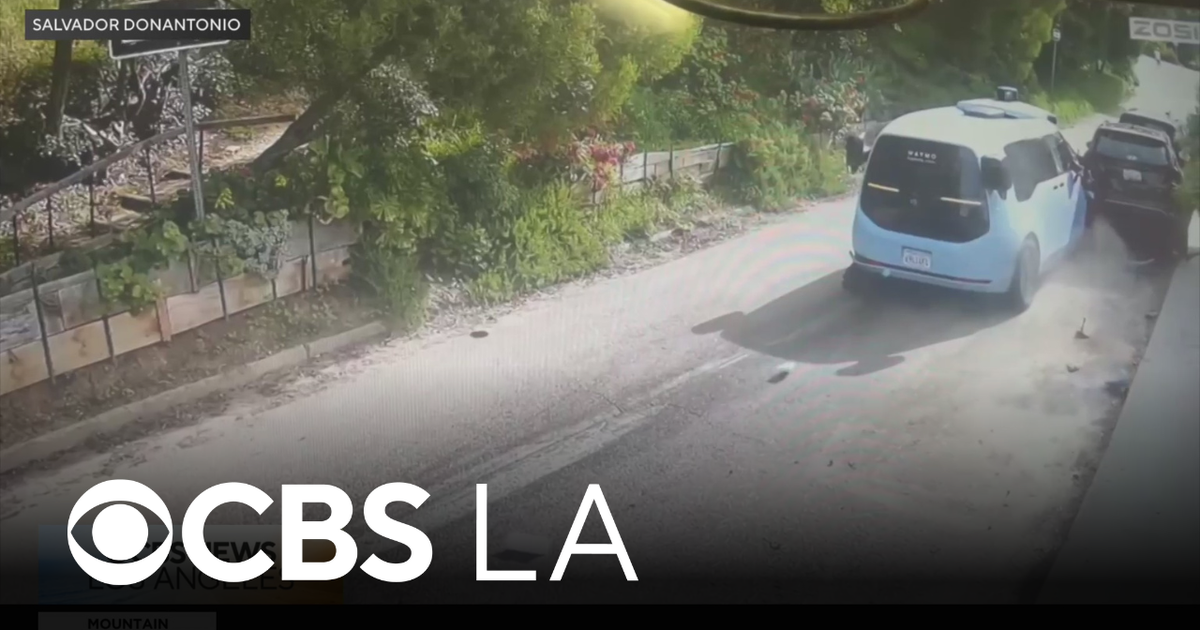 Video shows out of control Waymo van crashing into parked cars in Los Angeles