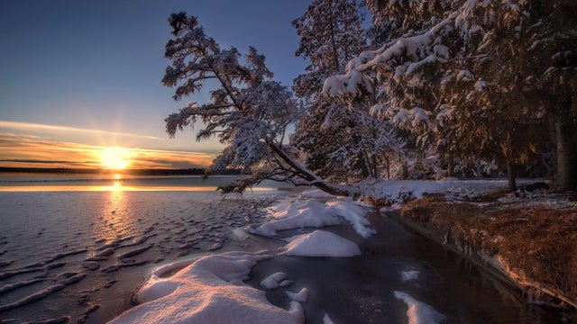 Cold Creek Wintry Sunset 