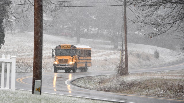 School bus snow winter weather 