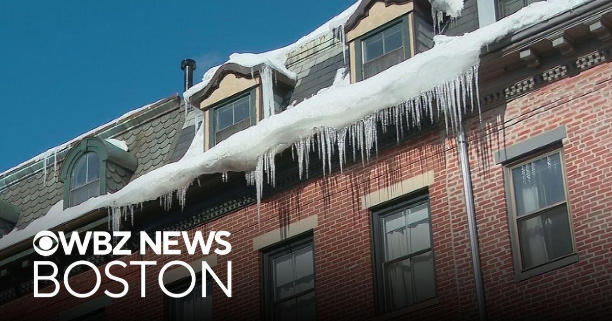 Boston sidewalk blocked off due to falling ice