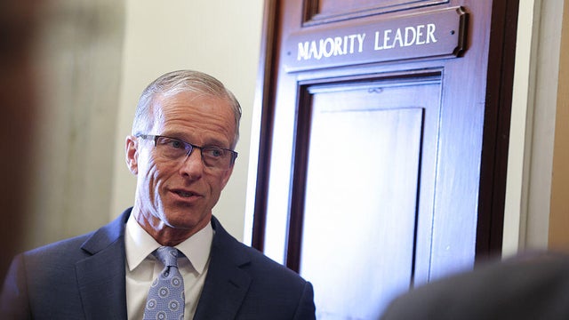 Senate Majority Leader John Thune of South Dakota talks to reporters outside his office at the U.S. Capitol in Washington, D.C., on Jan. 29, 2026. 