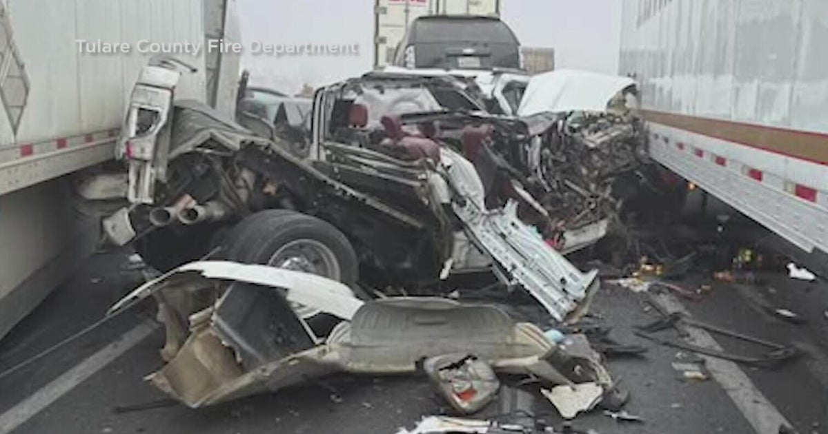 Dozens of vehicles involved in crash in California's Tulare County