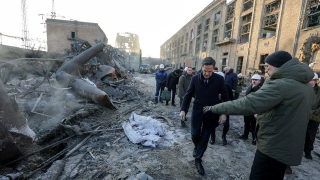 NATO Secretary General Rutte visits heavily damaged power plant in Kyiv 
