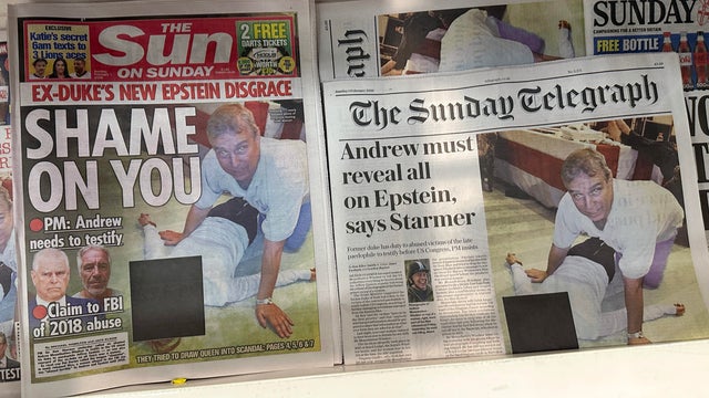 UK Front Pages Lead With New Andrew Mountbatten-Windsor Image As Further Epstein Files Released 