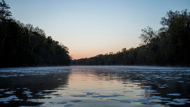 The Chattahoochee River at sunset in Georgia. 