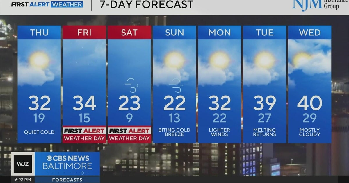 Snow chances, then arctic blast this week in Maryland - CBS Baltimore