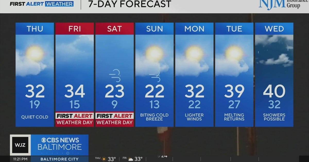 Snow chances, frigid temperatures this week in Maryland - CBS Baltimore