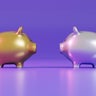 Gold and Silver Piggy Bank Facing Each Other 