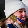 Breezy Johnson with her Olympic gold medal 
