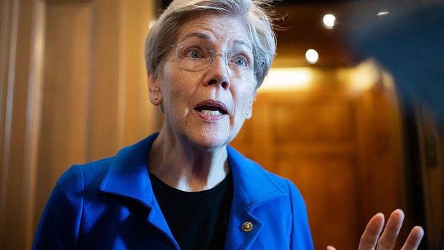 Sen. Elizabeth Warren is seen in the U.S. Capitol as the Senate voted on a government funding package on Thursday, January 29, 2026. 
