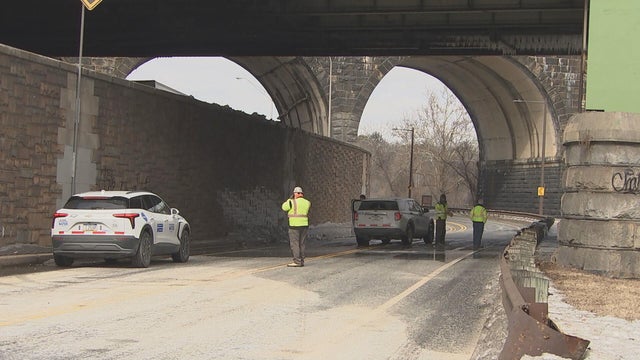 Crews on Martin Luther King Drive near Center City in Philadelphia 