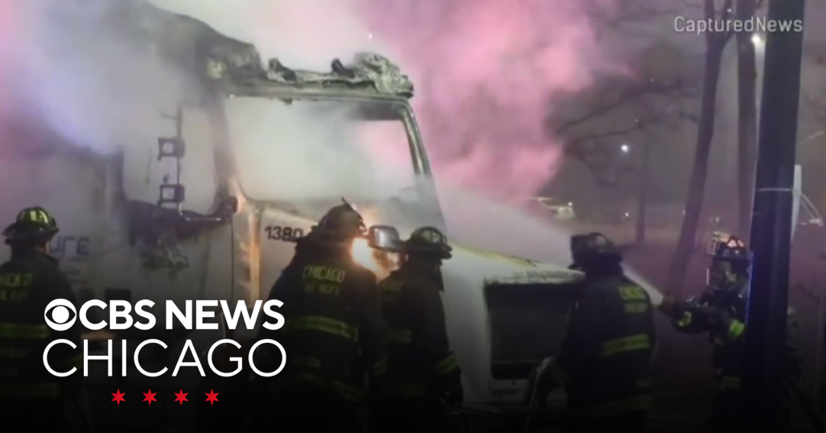 Semi cab on fire off Eisenhower Expressway - CBS Chicago