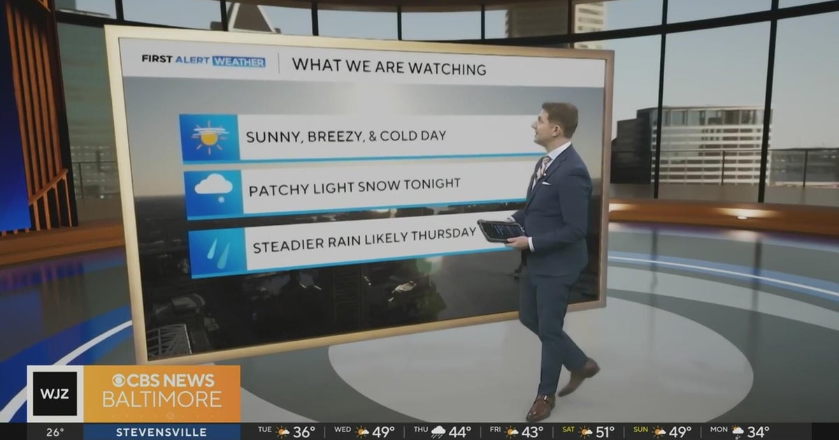 Sunny and breezy in Maryland Tuesday, rain likely Thursday - CBS Baltimore