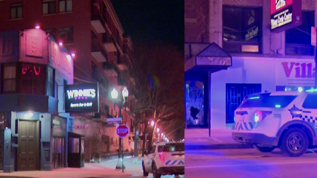 Police Car Stopped on a Road at Night with Emergency Lights 