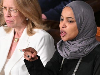 Rep. Ilhan Omar yells "You're killing Americans" at Trump during State of  the Union; Omar's guest arrested - CBS Minnesota