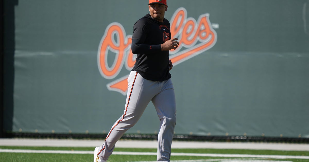 Baltimore Orioles catcher Samuel Basallo exits spring training game after play at plate